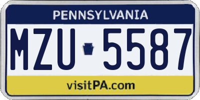 PA license plate MZU5587