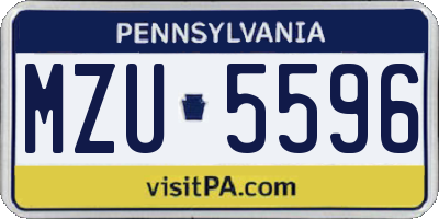 PA license plate MZU5596