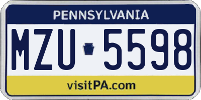 PA license plate MZU5598