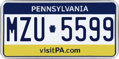 PA license plate MZU5599