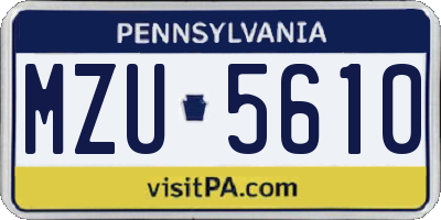 PA license plate MZU5610
