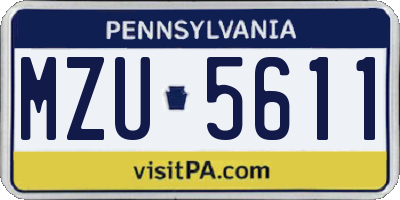 PA license plate MZU5611
