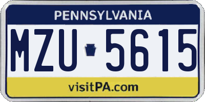 PA license plate MZU5615
