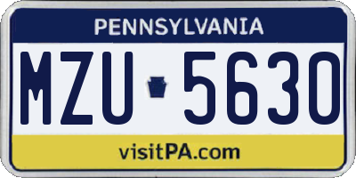 PA license plate MZU5630