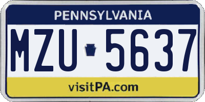 PA license plate MZU5637