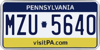 PA license plate MZU5640