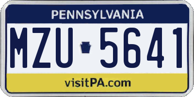 PA license plate MZU5641