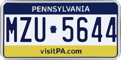 PA license plate MZU5644