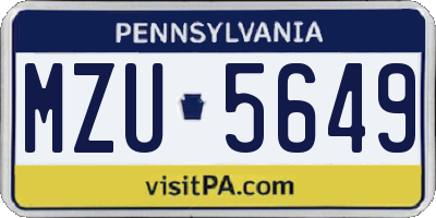 PA license plate MZU5649