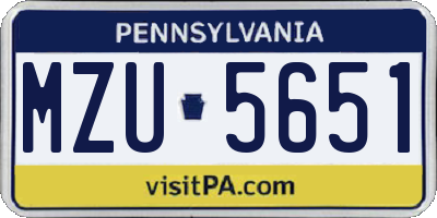 PA license plate MZU5651
