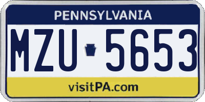 PA license plate MZU5653
