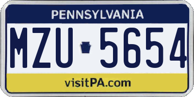 PA license plate MZU5654