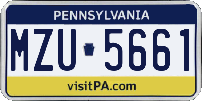 PA license plate MZU5661