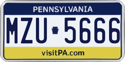 PA license plate MZU5666