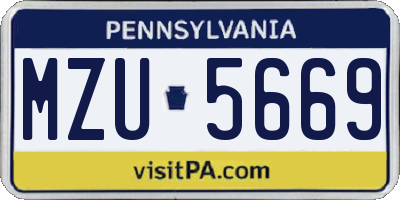 PA license plate MZU5669