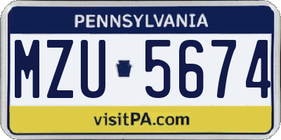 PA license plate MZU5674