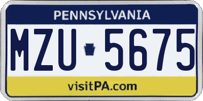 PA license plate MZU5675