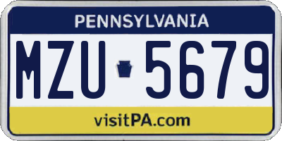 PA license plate MZU5679