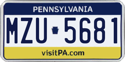 PA license plate MZU5681