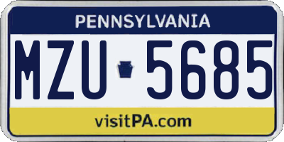 PA license plate MZU5685