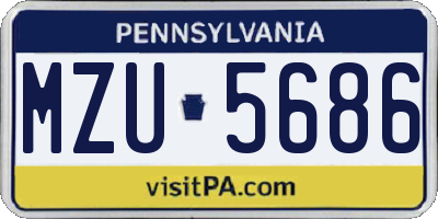 PA license plate MZU5686