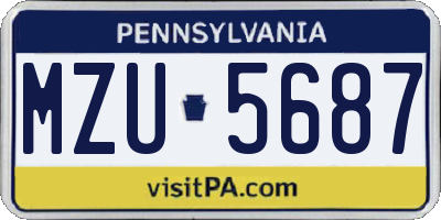 PA license plate MZU5687