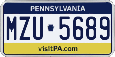 PA license plate MZU5689