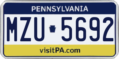 PA license plate MZU5692