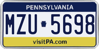 PA license plate MZU5698