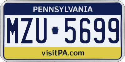 PA license plate MZU5699
