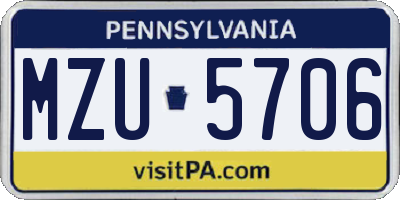 PA license plate MZU5706