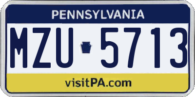PA license plate MZU5713