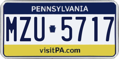 PA license plate MZU5717