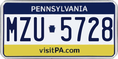 PA license plate MZU5728