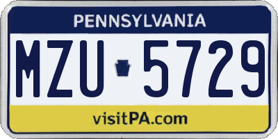 PA license plate MZU5729