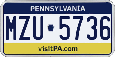 PA license plate MZU5736