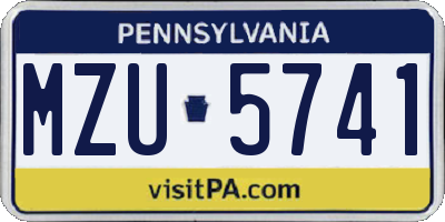 PA license plate MZU5741