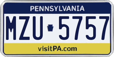 PA license plate MZU5757
