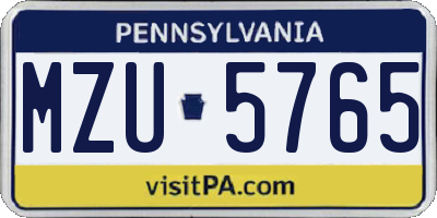 PA license plate MZU5765