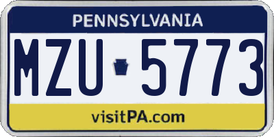 PA license plate MZU5773