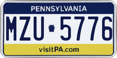 PA license plate MZU5776