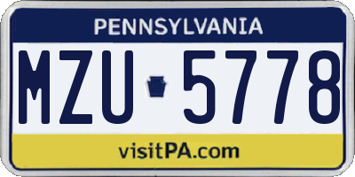 PA license plate MZU5778