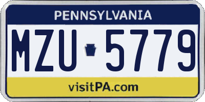 PA license plate MZU5779