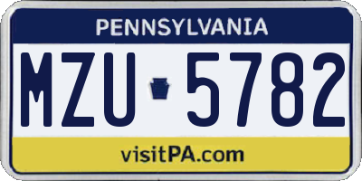 PA license plate MZU5782