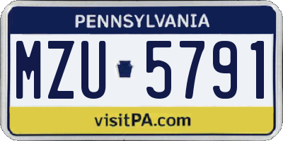 PA license plate MZU5791