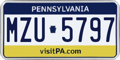 PA license plate MZU5797