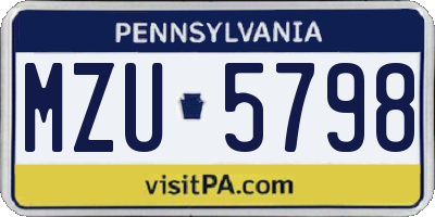 PA license plate MZU5798