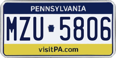 PA license plate MZU5806