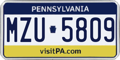 PA license plate MZU5809