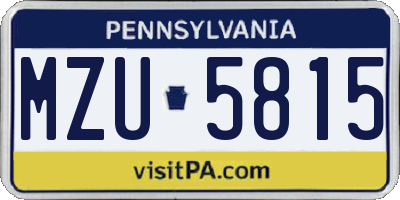 PA license plate MZU5815